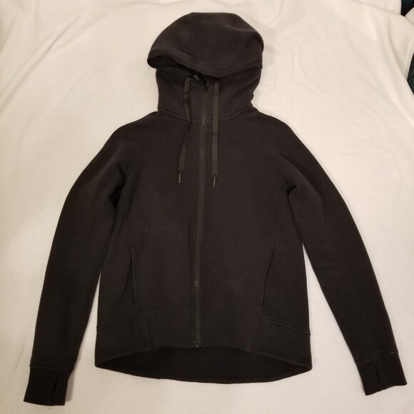 Lululemon Black Hooded Zip up Sweater Cotton US 4 Thick Warm Hoodie Small Fleecy - Picture 5 of 16